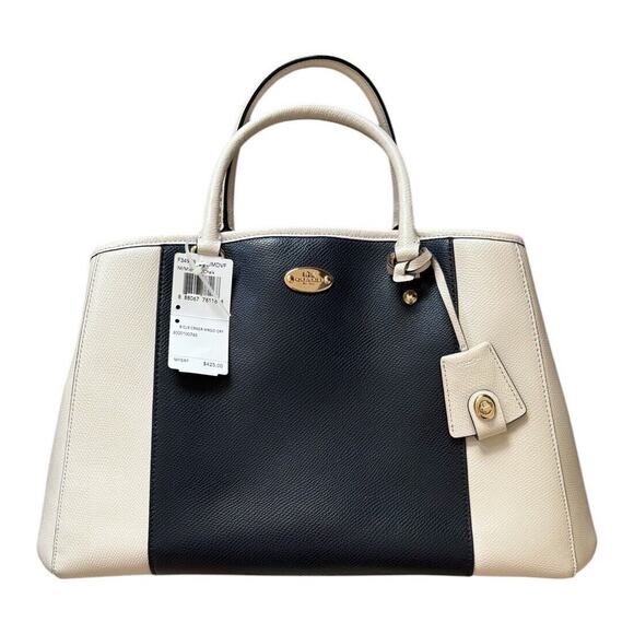 Coach Margot Carryall Bicolor Midnight Chalk Leather Crossbody Bag New With Tags - Picture 1 of 12